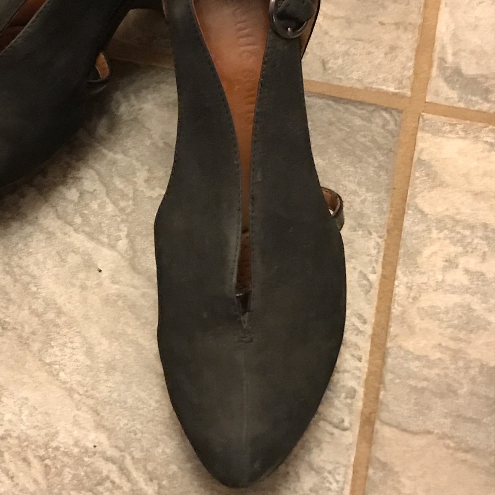 Gentle Souls leather and suede chunky heels